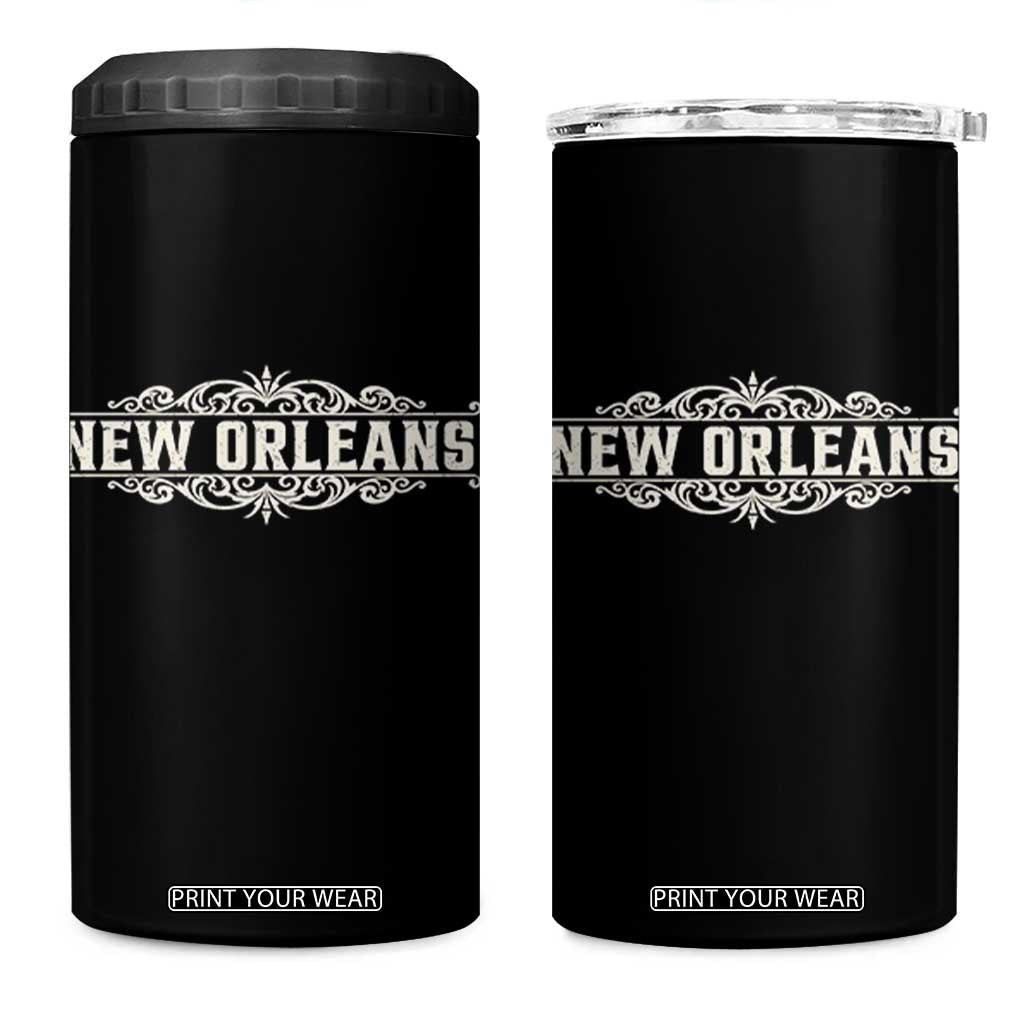 NOLA New Orleans Pride Vintage Scrollwork 4 in 1 Can Cooler Tumbler TS11 One Size: 16 oz Black Print Your Wear