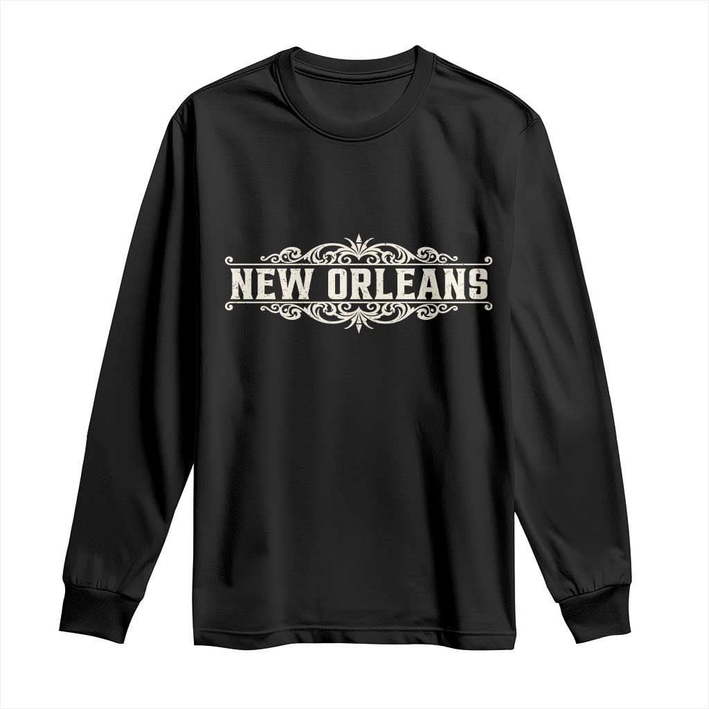 NOLA New Orleans Pride Vintage Scrollwork Long Sleeve Shirt TS11 Black Print Your Wear