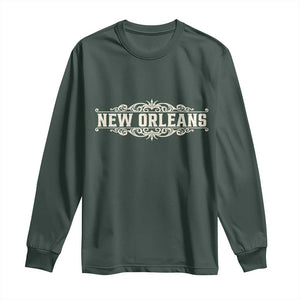 NOLA New Orleans Pride Vintage Scrollwork Long Sleeve Shirt TS11 Dark Forest Green Print Your Wear