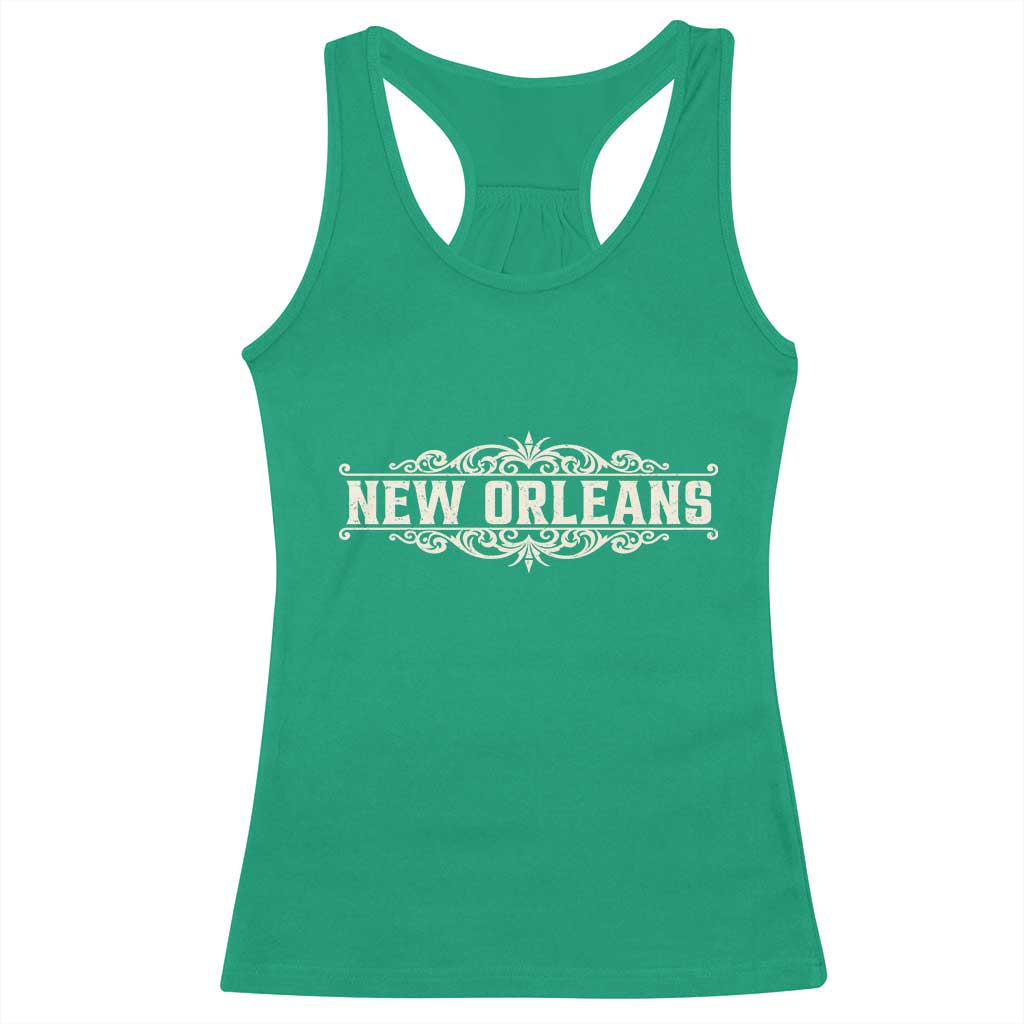 NOLA New Orleans Pride Vintage Scrollwork Racerback Tank Top TS11 Irish Green Print Your Wear