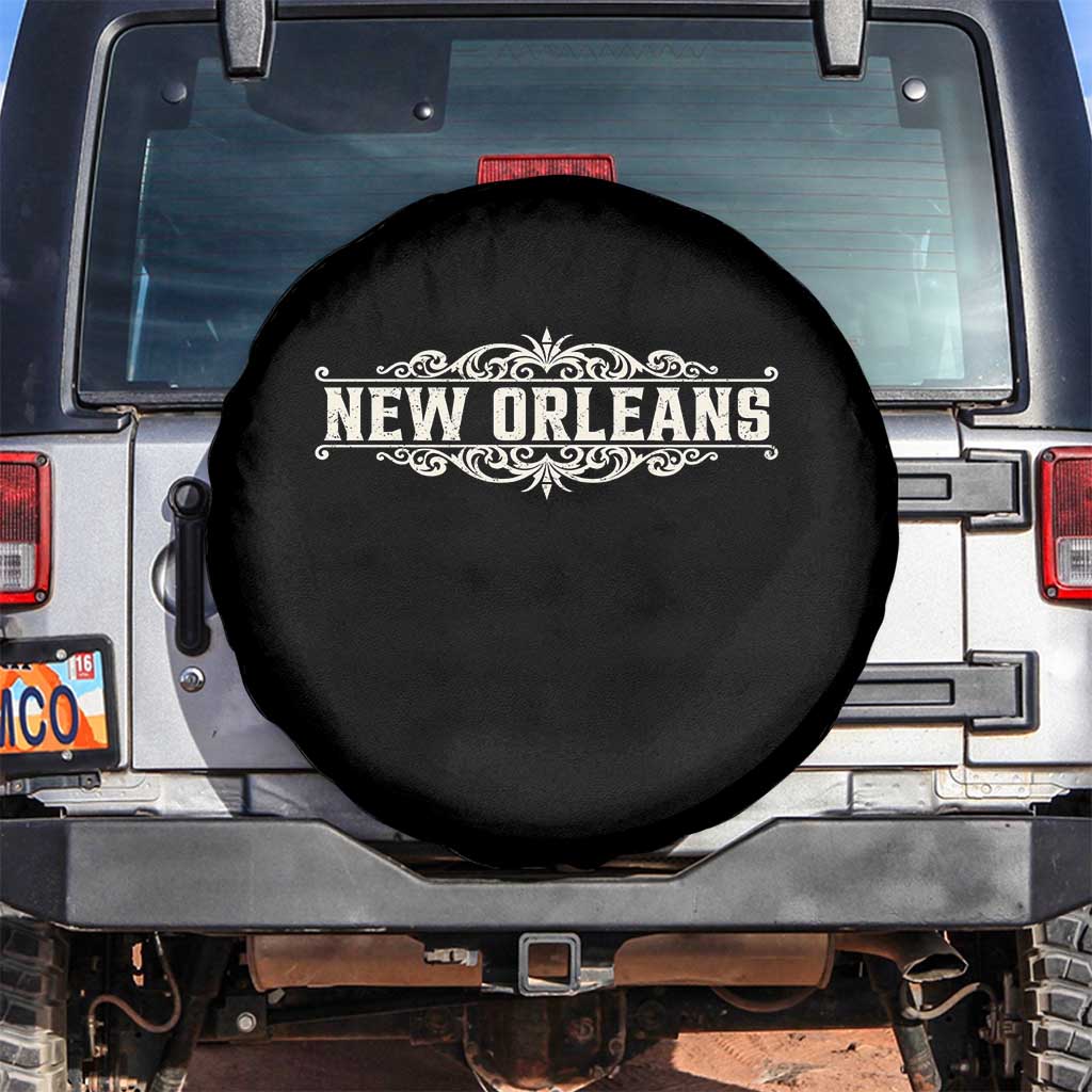 NOLA New Orleans Pride Vintage Scrollwork Spare Tire Cover TS11 No hole Black Print Your Wear