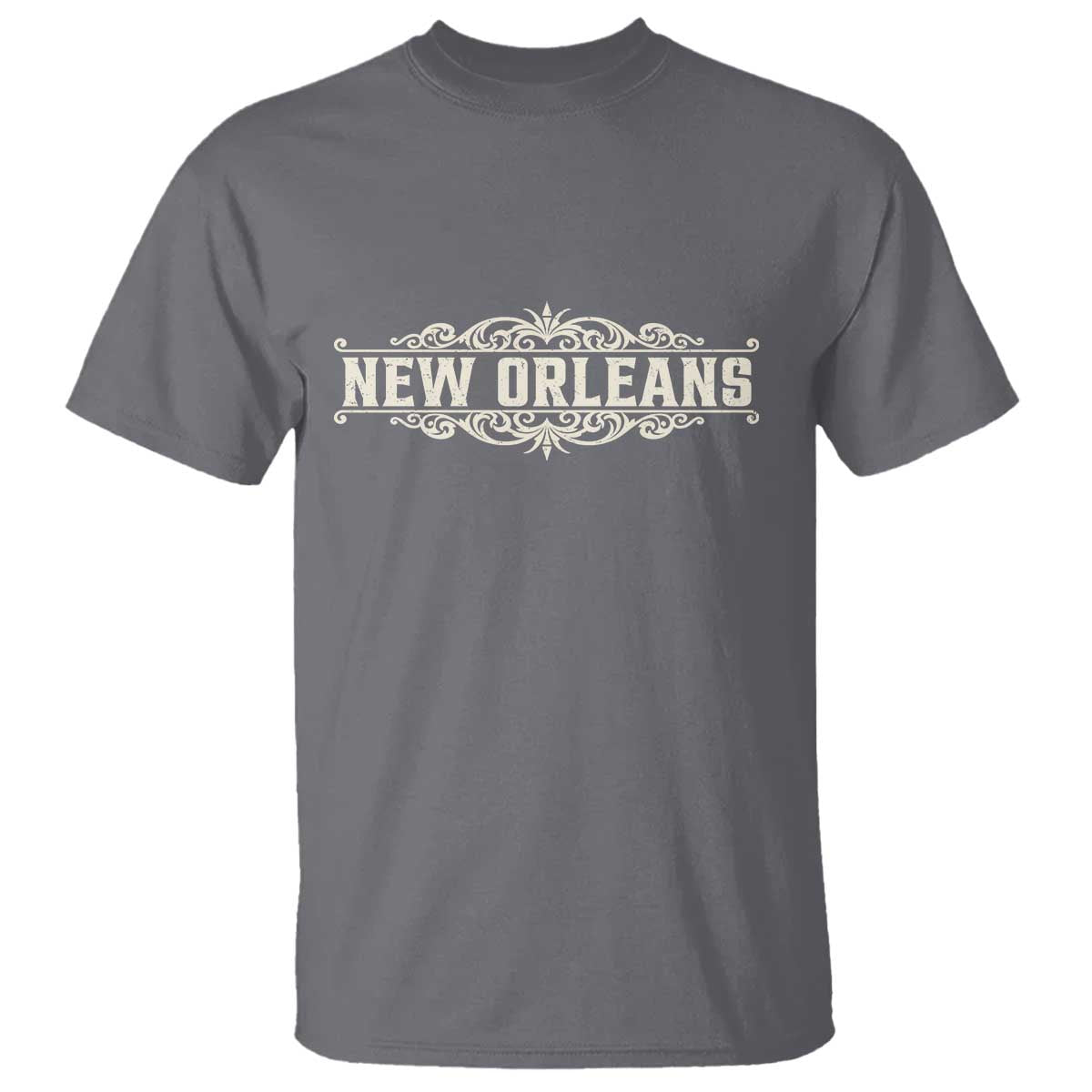 NOLA New Orleans Pride Vintage Scrollwork T Shirt TS11 Charcoal Print Your Wear
