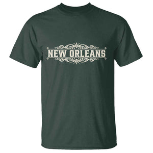 NOLA New Orleans Pride Vintage Scrollwork T Shirt TS11 Dark Forest Green Print Your Wear