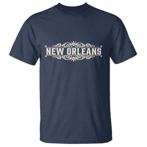 NOLA New Orleans Pride Vintage Scrollwork T Shirt TS11 Navy Print Your Wear