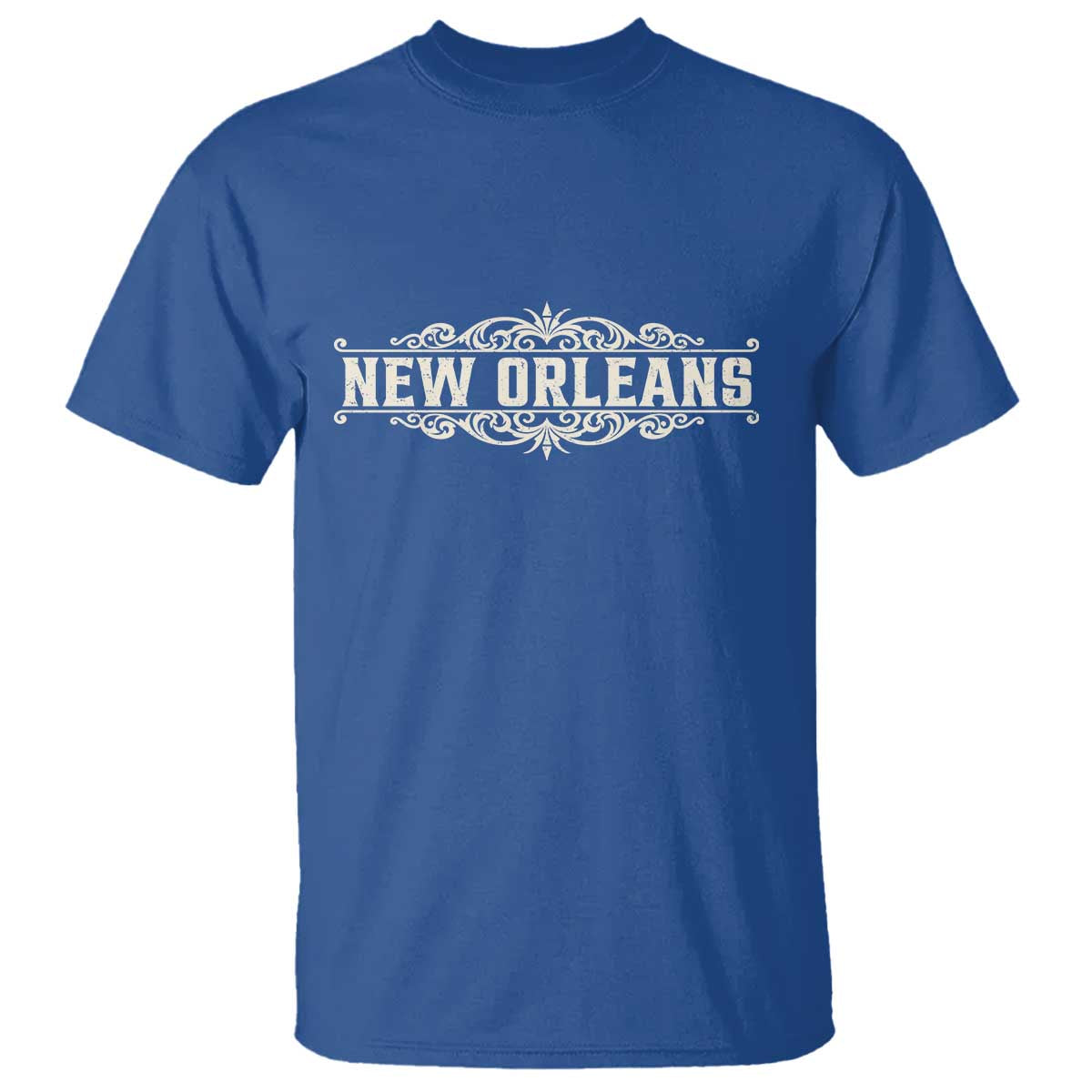 NOLA New Orleans Pride Vintage Scrollwork T Shirt TS11 Royal Blue Print Your Wear