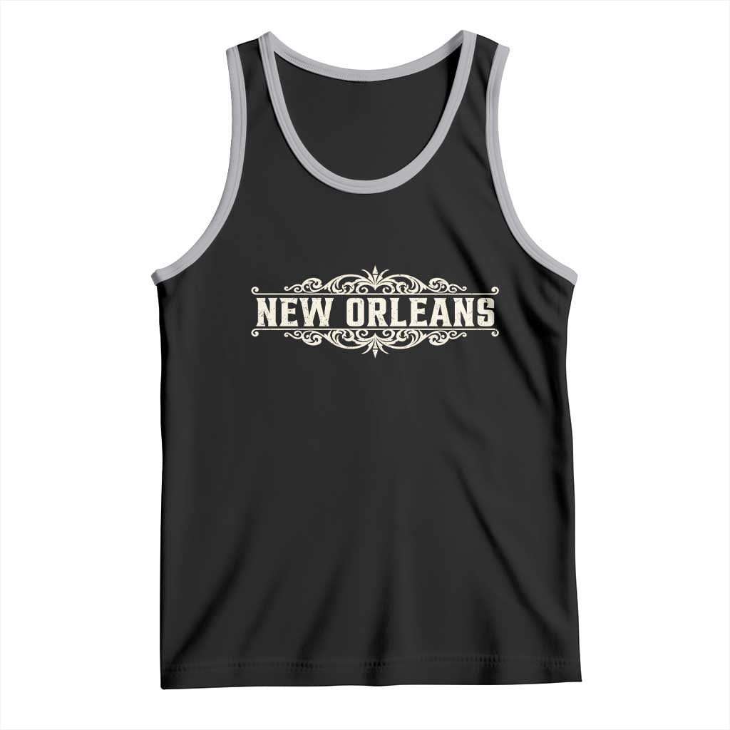 NOLA New Orleans Pride Vintage Scrollwork Tank Top TS11 Black Athletic Heather Print Your Wear