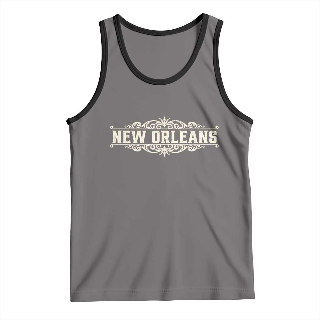 NOLA New Orleans Pride Vintage Scrollwork Tank Top TS11 Deep Heather Black Print Your Wear