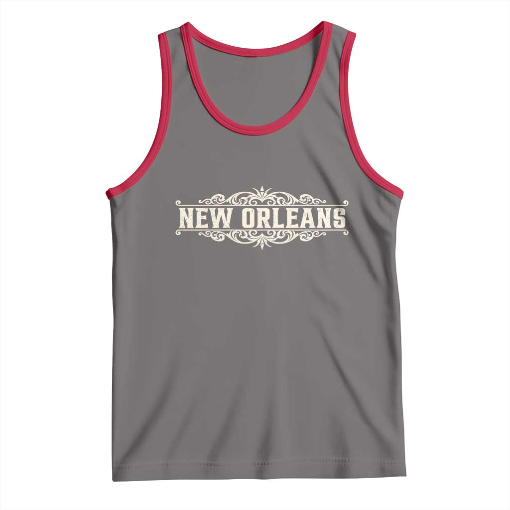 NOLA New Orleans Pride Vintage Scrollwork Tank Top TS11 Deep Heather Red Print Your Wear