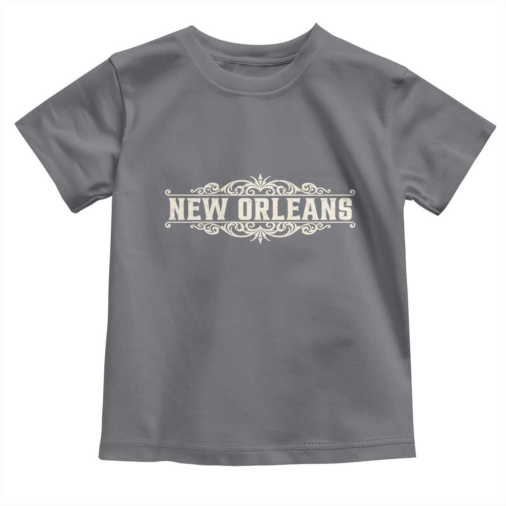NOLA New Orleans Pride Vintage Scrollwork Toddler T Shirt TS11 Charcoal Print Your Wear