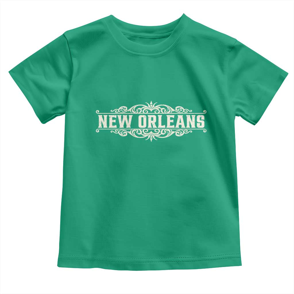 NOLA New Orleans Pride Vintage Scrollwork Toddler T Shirt TS11 Irish Green Print Your Wear