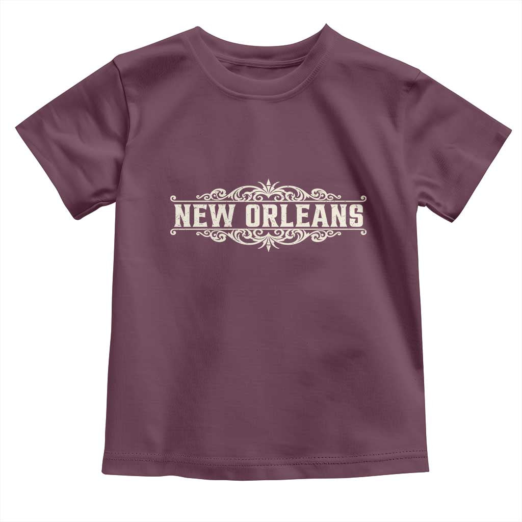 NOLA New Orleans Pride Vintage Scrollwork Toddler T Shirt TS11 Maroon Print Your Wear