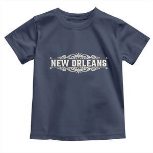 NOLA New Orleans Pride Vintage Scrollwork Toddler T Shirt TS11 Navy Print Your Wear