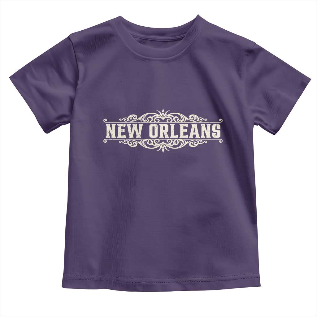 NOLA New Orleans Pride Vintage Scrollwork Toddler T Shirt TS11 Purple Print Your Wear