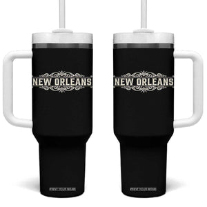 NOLA New Orleans Pride Vintage Scrollwork Tumbler With Handle TS11 One Size: 40 oz Black Print Your Wear