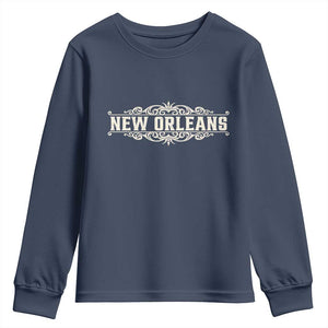 NOLA New Orleans Pride Vintage Scrollwork Youth Sweatshirt TS11 Navy Print Your Wear