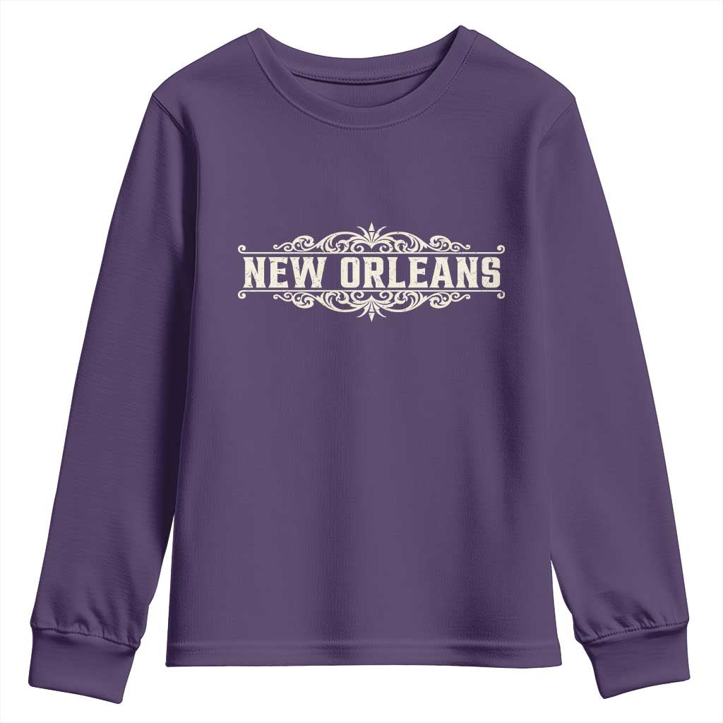 NOLA New Orleans Pride Vintage Scrollwork Youth Sweatshirt TS11 Purple Print Your Wear