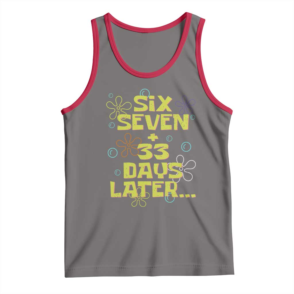 Funny 67 33 100 Days Of School Tank Top 100th Day Six Seven Days Later TS11 Deep Heather Red Print Your Wear