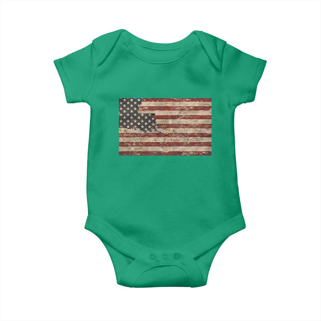 Louisiana Pride Vintage American Flag State Map Baby Onesie TS11 Irish Green Print Your Wear