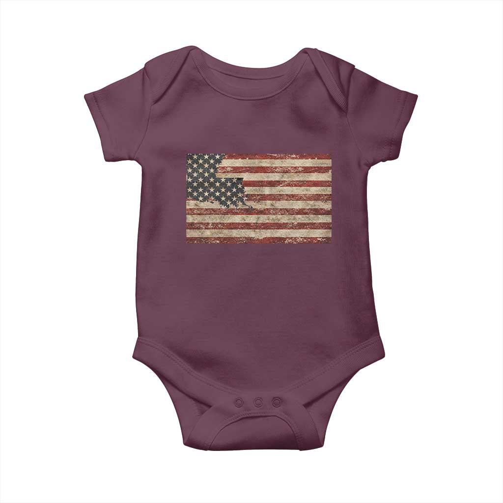Louisiana Pride Vintage American Flag State Map Baby Onesie TS11 Maroon Print Your Wear