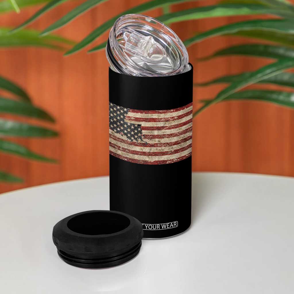 Louisiana Pride Vintage American Flag State Map 4 in 1 Can Cooler Tumbler TS11 Print Your Wear