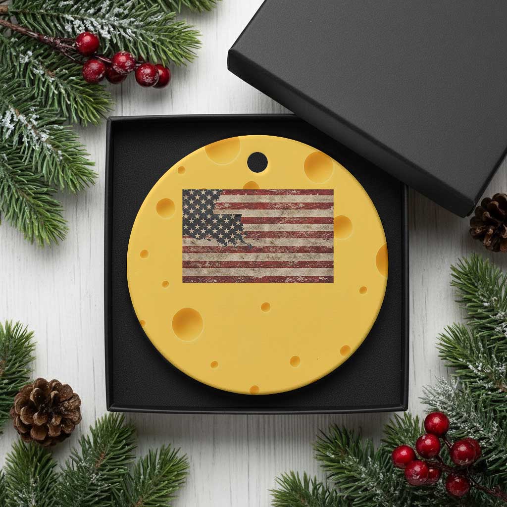Louisiana Pride Vintage American Flag State Map Ceramic Ornament TS11 1pc Yellow Cheese Print Your Wear