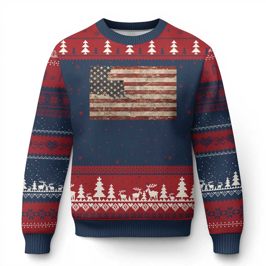 Louisiana Pride Vintage American Flag State Map Ugly Christmas Sweater TS11 Navy Red Print Your Wear