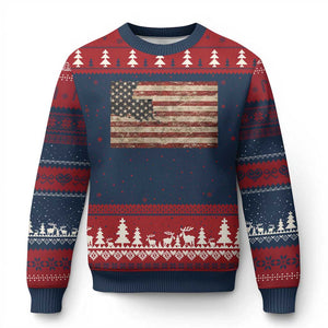 Louisiana Pride Vintage American Flag State Map Ugly Christmas Sweater TS11 Navy Red Print Your Wear