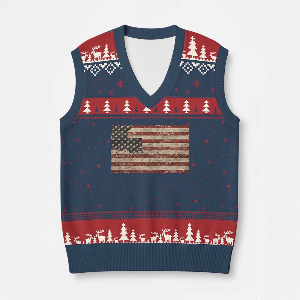 Louisiana Pride Vintage American Flag State Map V-Neck Knit Sweater Vest TS11 Navy Red Print Your Wear