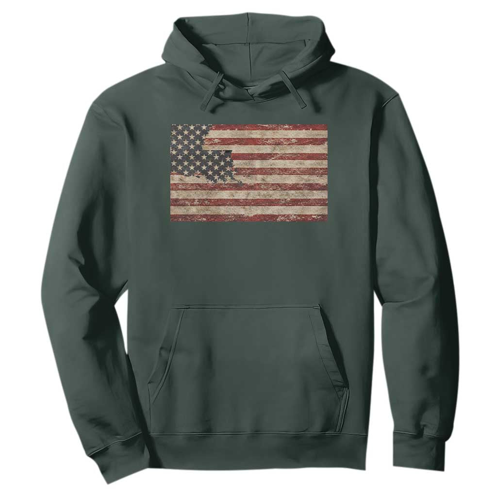 Louisiana Pride Vintage American Flag State Map Hoodie TS11 Dark Forest Green Print Your Wear
