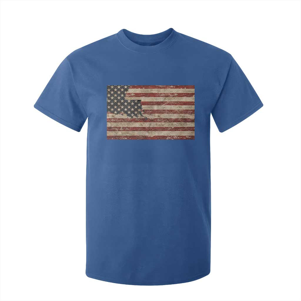 Louisiana Pride Vintage American Flag State Map T Shirt For Kid TS11 Royal Blue Print Your Wear