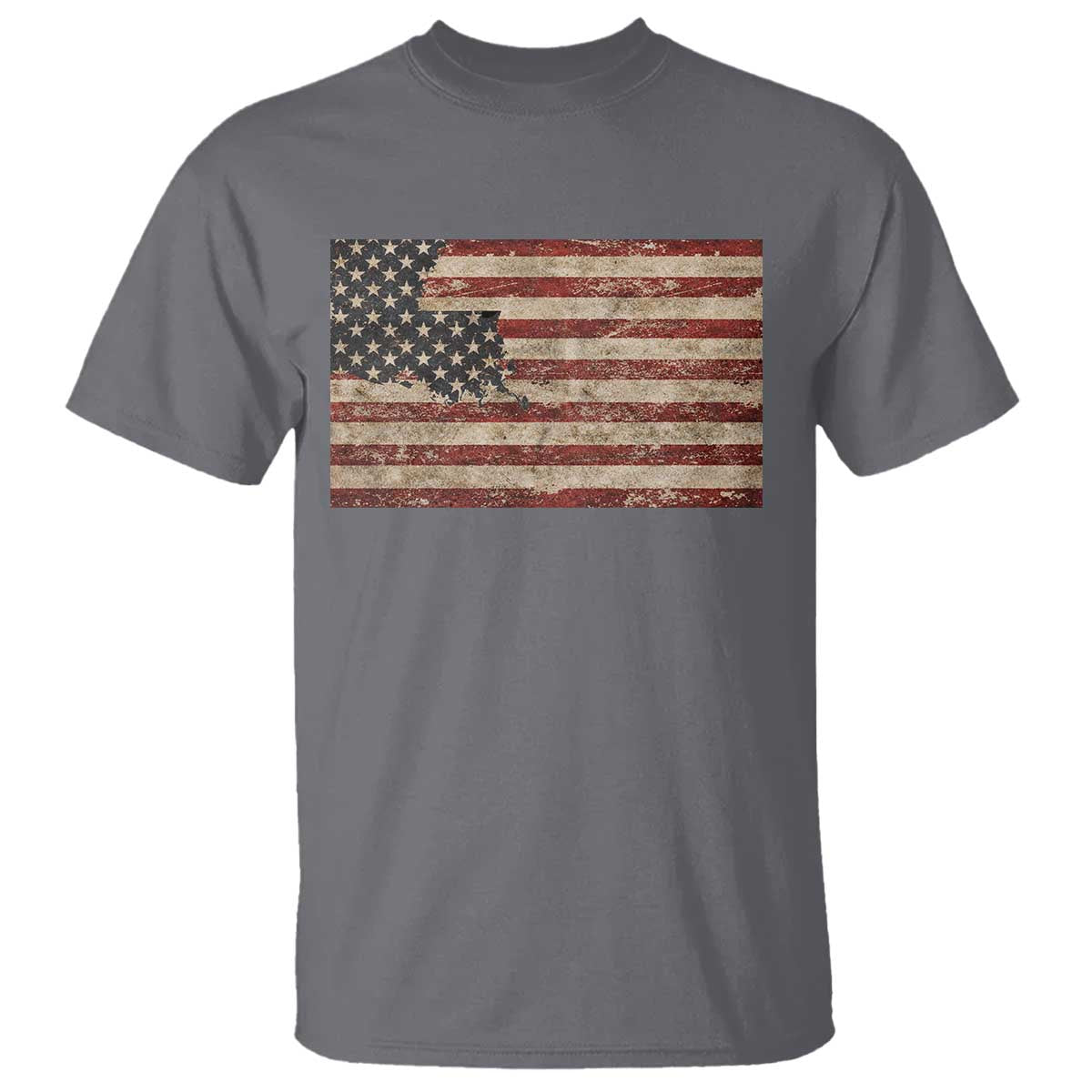 Louisiana Pride Vintage American Flag State Map T Shirt TS11 Charcoal Print Your Wear