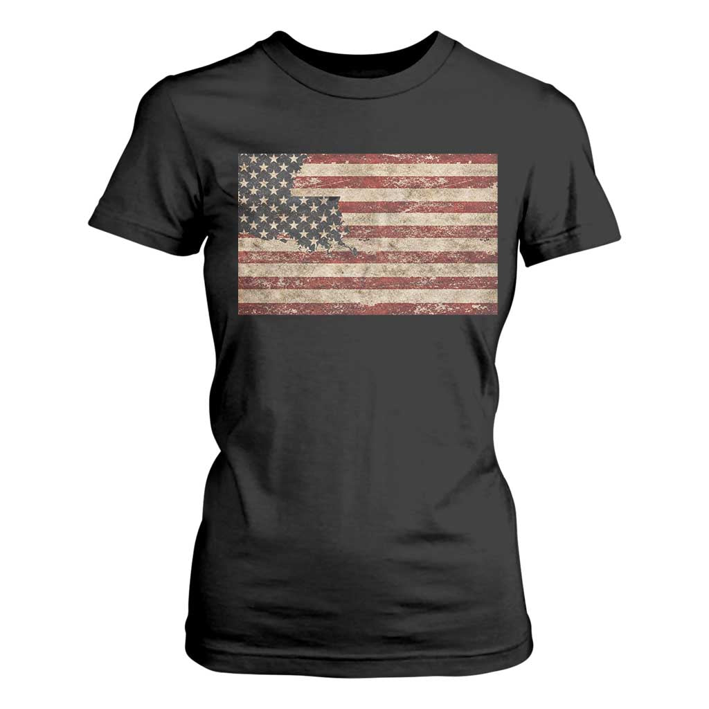Louisiana Pride Vintage American Flag State Map T Shirt For Women TS11 Black Print Your Wear