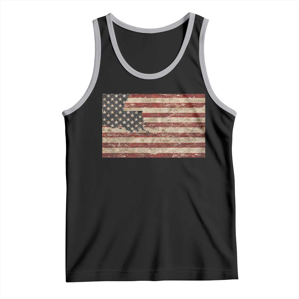 Louisiana Pride Vintage American Flag State Map Tank Top TS11 Black Athletic Heather Print Your Wear
