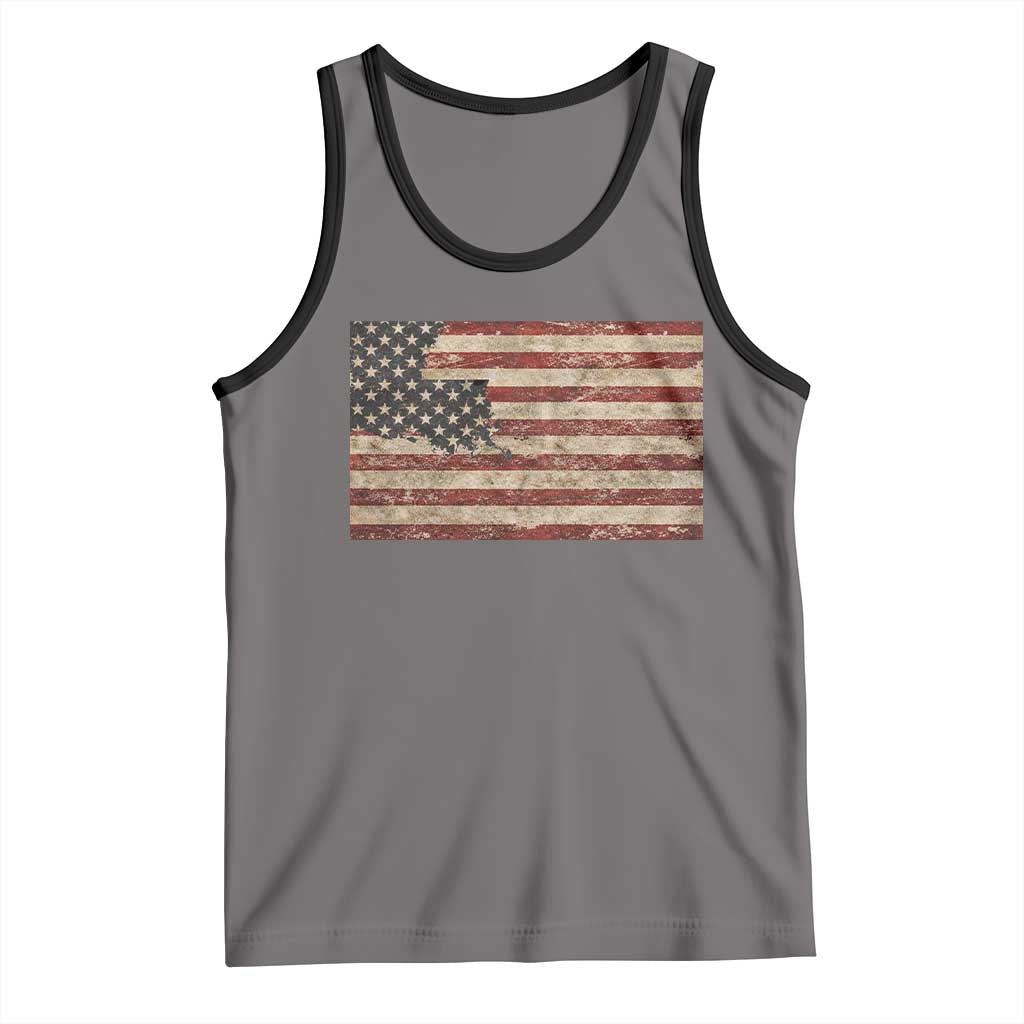 Louisiana Pride Vintage American Flag State Map Tank Top TS11 Deep Heather Black Print Your Wear