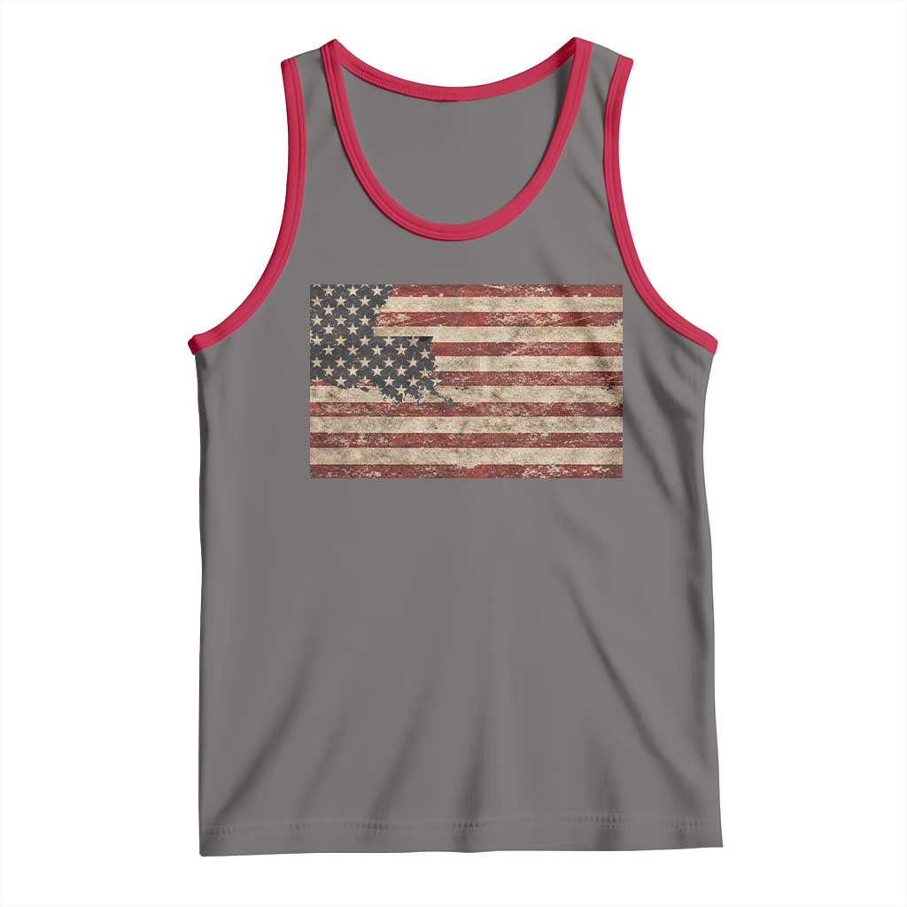 Louisiana Pride Vintage American Flag State Map Tank Top TS11 Deep Heather Red Print Your Wear