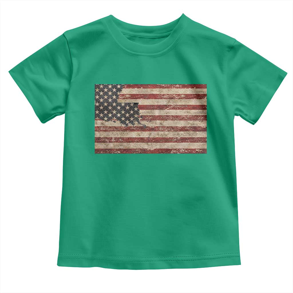 Louisiana Pride Vintage American Flag State Map Toddler T Shirt TS11 Irish Green Print Your Wear
