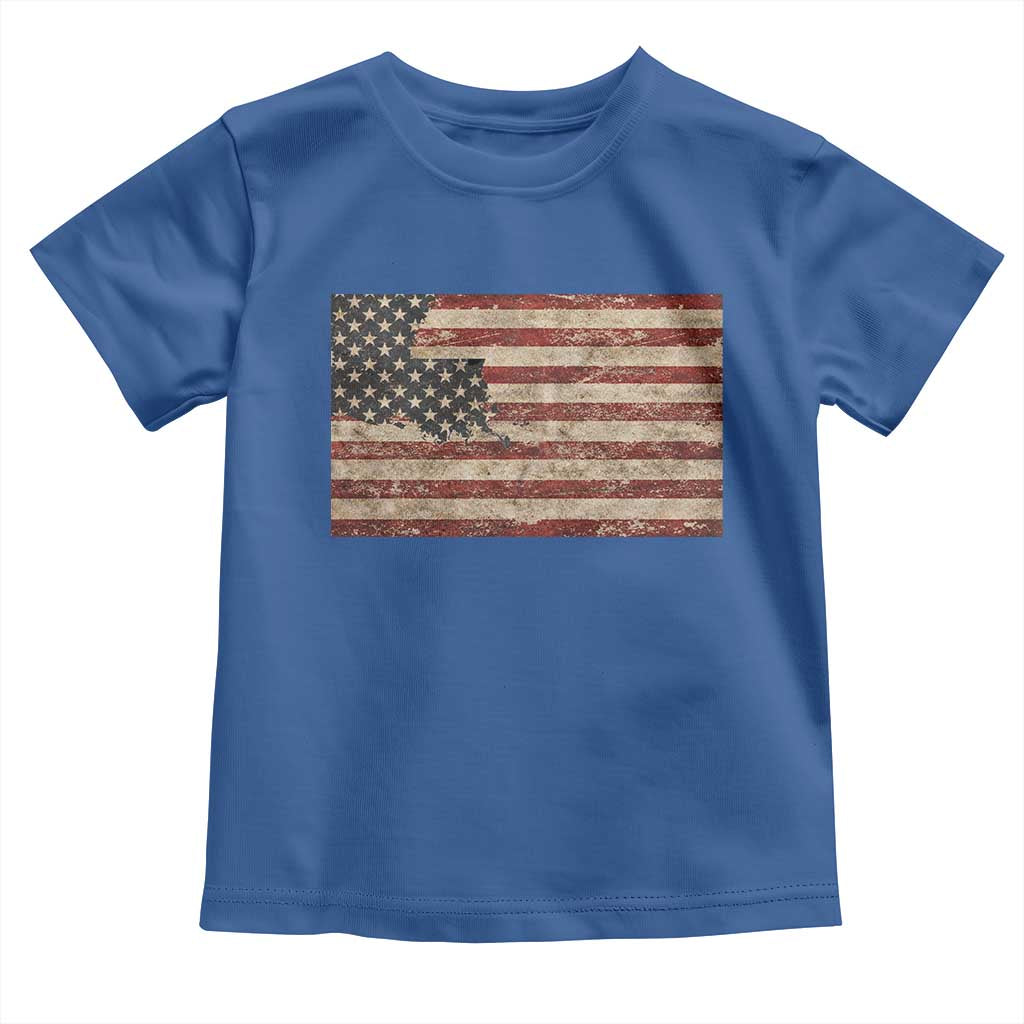 Louisiana Pride Vintage American Flag State Map Toddler T Shirt TS11 Royal Blue Print Your Wear