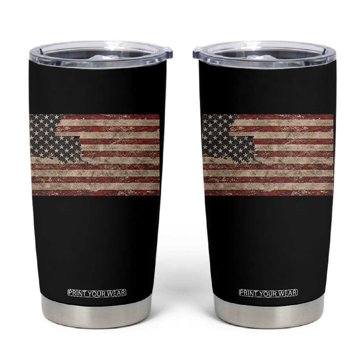 Louisiana Pride Vintage American Flag State Map Tumbler Cup TS11 Black Print Your Wear