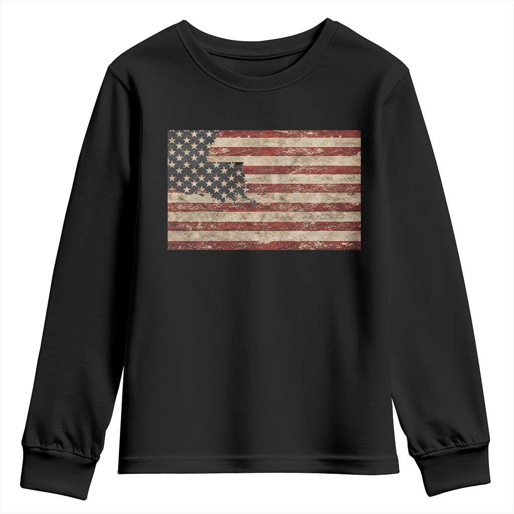 Louisiana Pride Vintage American Flag State Map Youth Sweatshirt TS11 Black Print Your Wear