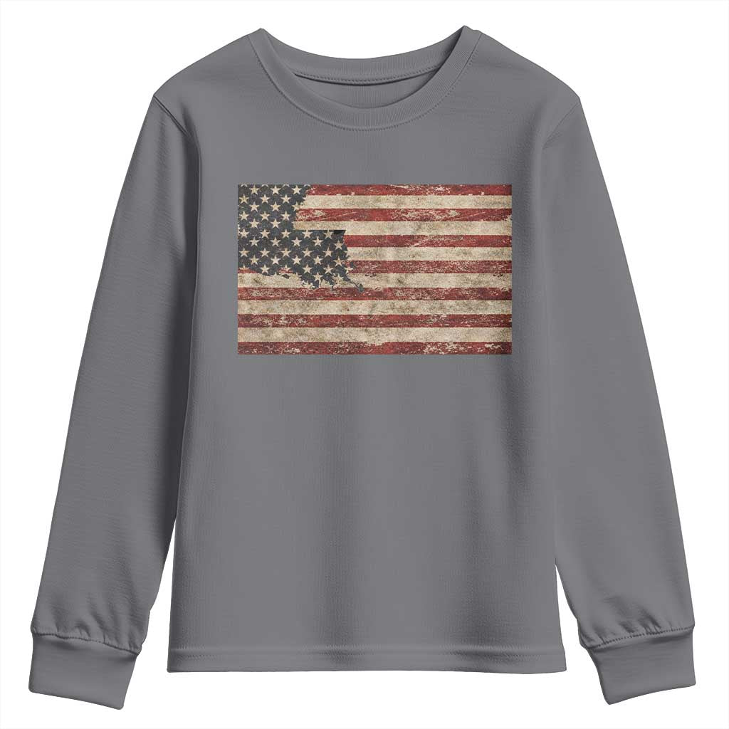 Louisiana Pride Vintage American Flag State Map Youth Sweatshirt TS11 Charcoal Print Your Wear