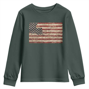 Louisiana Pride Vintage American Flag State Map Youth Sweatshirt TS11 Dark Forest Green Print Your Wear