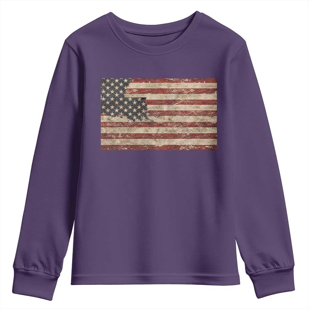 Louisiana Pride Vintage American Flag State Map Youth Sweatshirt TS11 Purple Print Your Wear