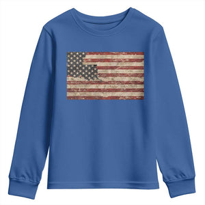 Louisiana Pride Vintage American Flag State Map Youth Sweatshirt TS11 Royal Blue Print Your Wear