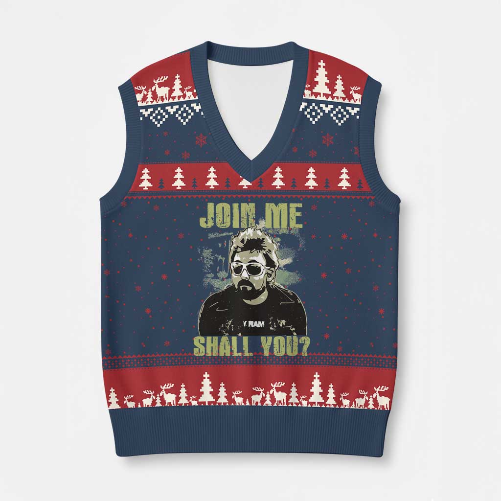 Adam Inspired Memorial V-Neck Knit Sweater Vest Join Me Shall You The Woo Tribute TS11 Navy Red Print Your Wear