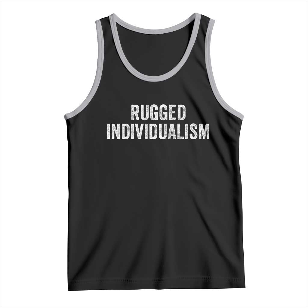 Rugged Individualism Tank Top Funny Capitalism Saying TS11 Black Athletic Heather Print Your Wear