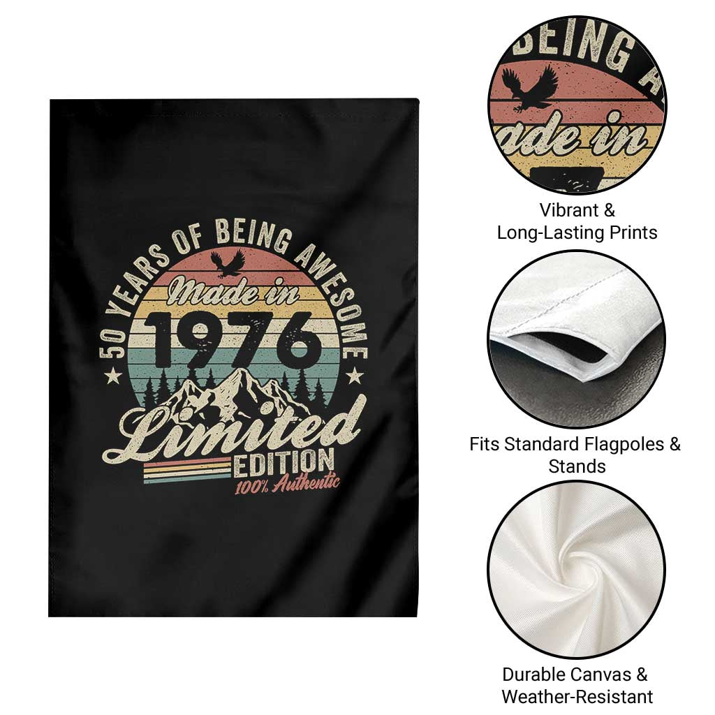 50th Birthday Made In 1976 Garden Flag 50 Years Of Being Awesome Vintage Limited Edition TS11 Print Your Wear