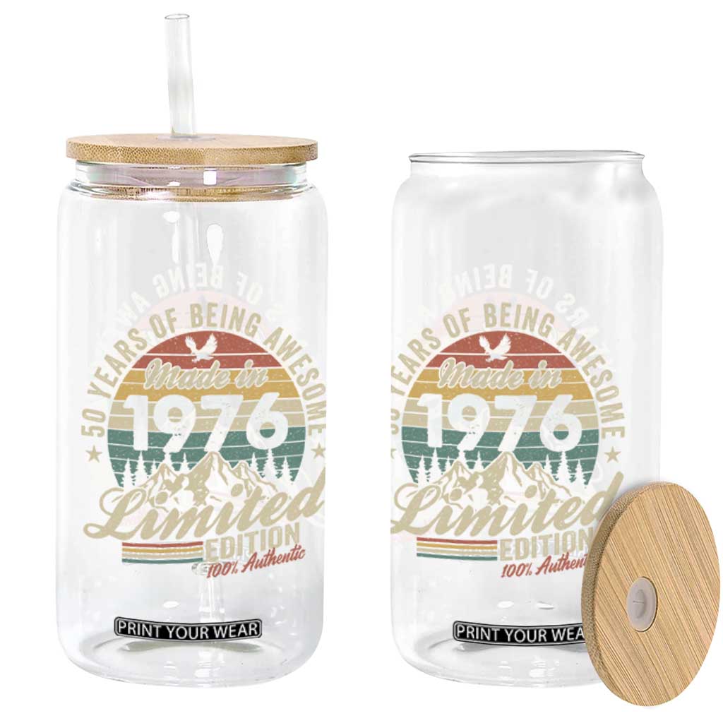 50th Birthday Made In 1976 Glass Can 50 Years Of Being Awesome Vintage Limited Edition TS11 Print Your Wear