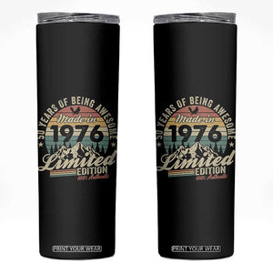 50th Birthday Made In 1976 Skinny Tumbler 50 Years Of Being Awesome Vintage Limited Edition TS11 Black Print Your Wear
