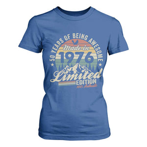 50th Birthday Made In 1976 T Shirt For Women 50 Years Of Being Awesome Vintage Limited Edition TS11 Royal Blue Print Your Wear
