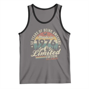 50th Birthday Made In 1976 Tank Top 50 Years Of Being Awesome Vintage Limited Edition TS11 Deep Heather Black Print Your Wear